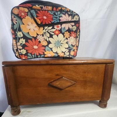 Vintage Wood Storage Chest & Vintage Luggage 
