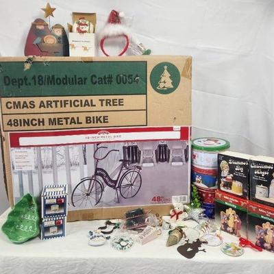 48" Metal Bike, Ornaments, Decorative Figurines & Holiday Tins