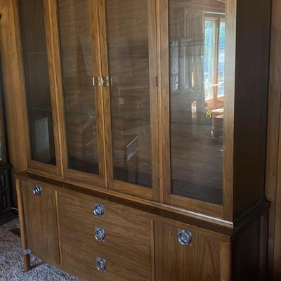 MCM Walnut Veneer Cabinet w/Chrome Hardware 