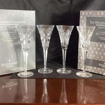 lWaterford Millennium HAPPINESS Toasting Flutes #2