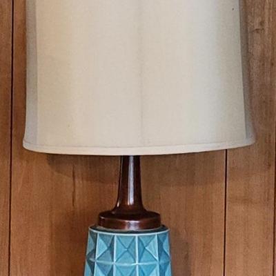 Mid Century Blue Ceramic Lamp