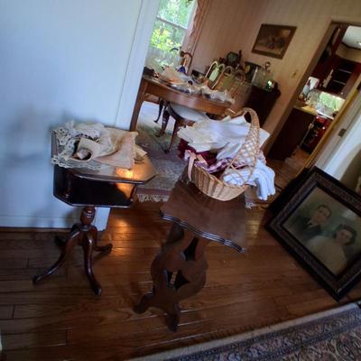 WALNUT AND MAHOGANY SIDE STANDS