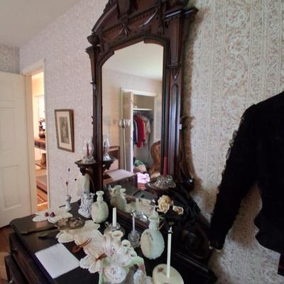 Sale Photo Thumbnail #172: VICTORIAN CHEST OF DRAWERS WITH HIDDEN BOTTOM DRAWER, MIRROR