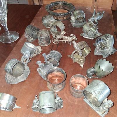ANTIQUE SILVER PLATE NAPKIN RING COLLECTION