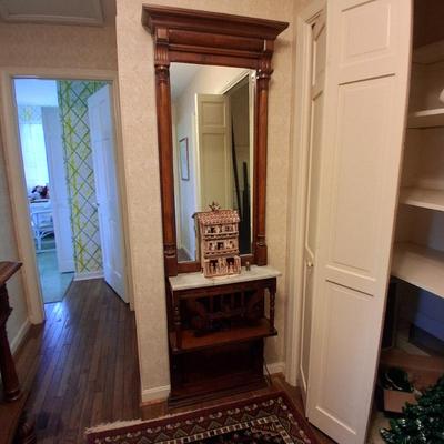 MAHOGANY PIER MIRROR SHELF STAND