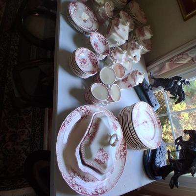 RED AND WHITE IRONSTONE SET
