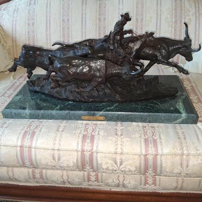 FREDERIC REMINGTON SIGNED THE STAMPEDE FROM REMINGTON MUSEUM 