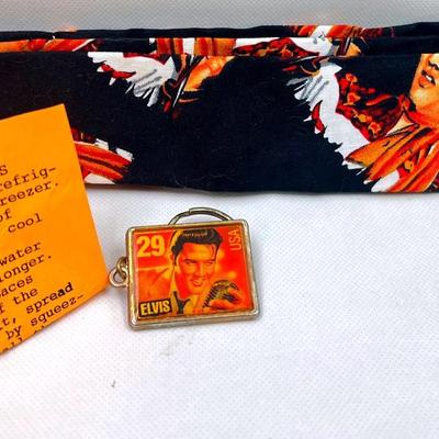 Elvis Fans: Vintage “Postmark” Keychain and Cloth Cooler 