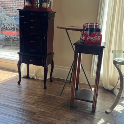 Jewelry armoire and side tables 