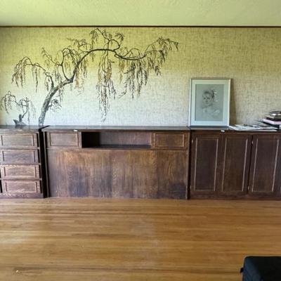 Headboard and two sets of chest of drawers for a king bed 