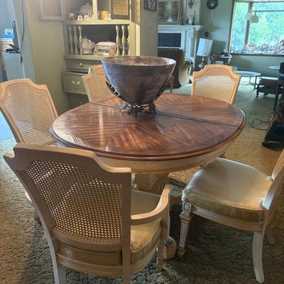 Sale Photo Thumbnail #25: Vintage Italian table w/leaves and 6 well made chaos $499.00