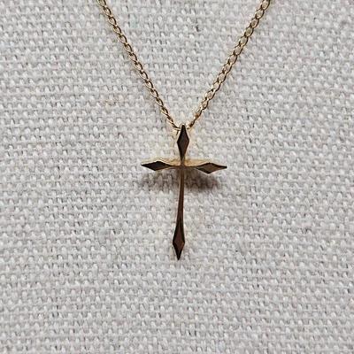 Marvel 14KGF Yellow Gold Delicate Cross Pendant Necklace
