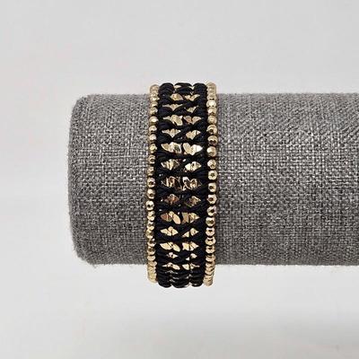 Stella & Dot Gold Tone Black Braided Bracelet
