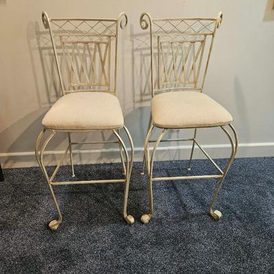 Pair of Heavy Iron Framed Counter Chairs
