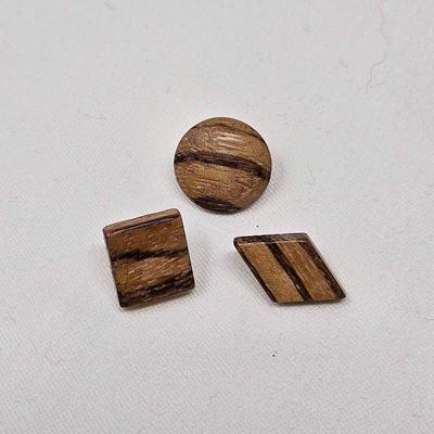 Wood Tie Tacks Lot of 3
