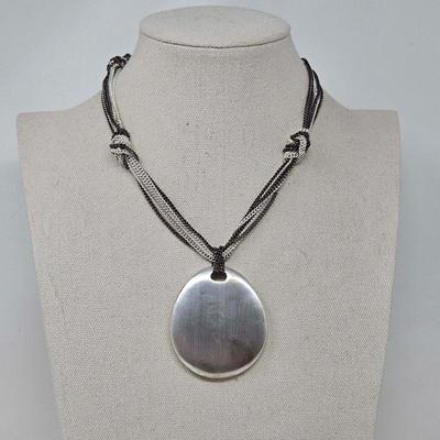 Chico's Silver Tone Medallion Knotted Multi-Strand Chain Necklace

