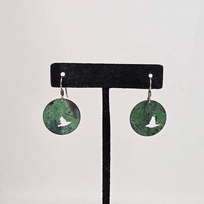 Dulces Jewelry Copper Flying Bird Pierced Dangle Earrings
