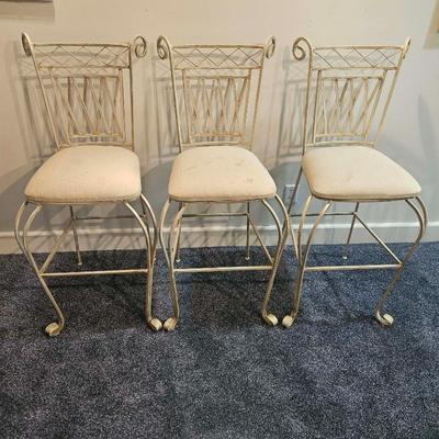 Trio of Heavy Iron Framed Counter Chairs
