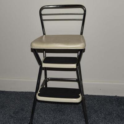 Retro Vintage Cosco Kitchen Step Stool Chair - Whtie
