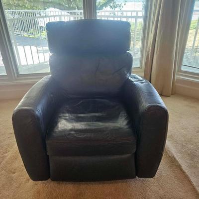 Black Leather Power Swivel Recliner
