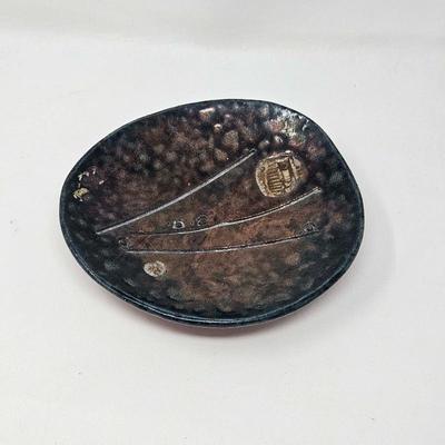 Contemporary Roku Pottery Footed Bowl
