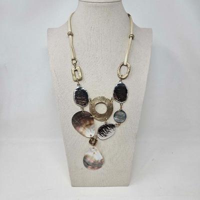 Chico's Gold Tone Ivory Silver Statement Necklace
