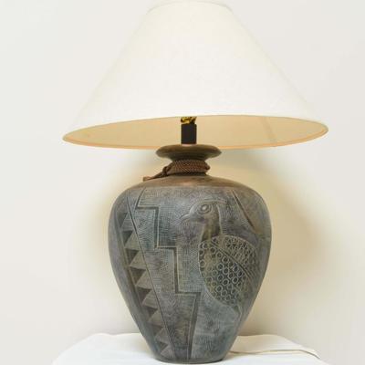 Geometric Southwestern Style Animal Motif Table Lamp
