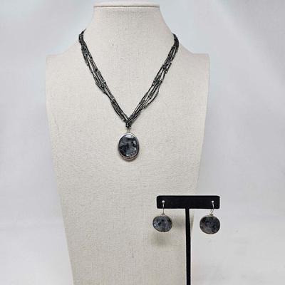 Silpada Silver Multi-Strand Necklace & Pierced Earrings
