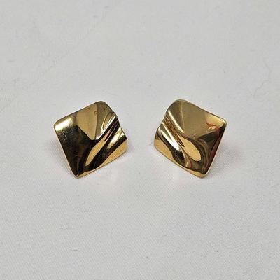Givenchy Hammered Gold Tone Pierced Earrings
