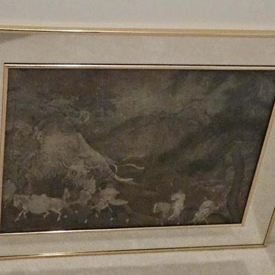 "Emperor Xuanzong's Flight to Shu" Framed Lithograph
