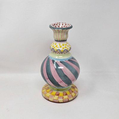 Vintage 1990s Mackenzie-Childs Taylor Odd Fellows Ceramic Bud Vase
