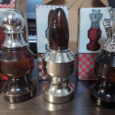 Vintage Avon Chess Set Full Set Glass Perfume Bottles