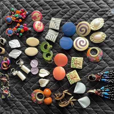Collection of Bold & Colorful Vintage Clip-On Earrings – Assorted Styles