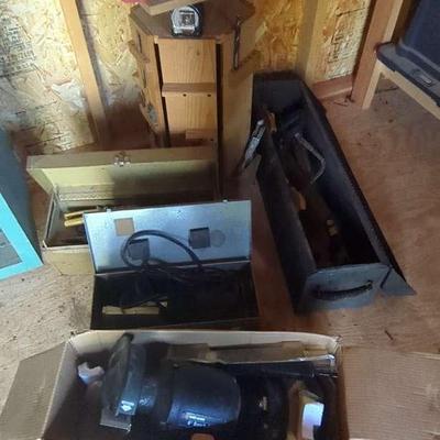 Large Assortment of Tools – Includes Drill Bit Holder, Bench Grinder, Saw & More
