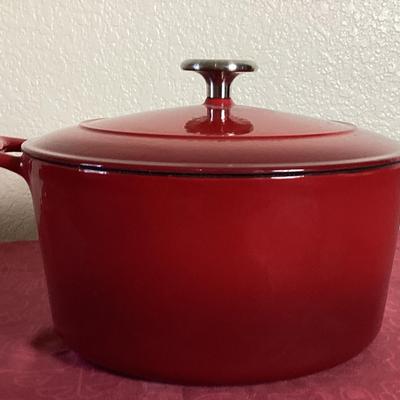 6.5 Qt Red Enamel Pot W/Lid