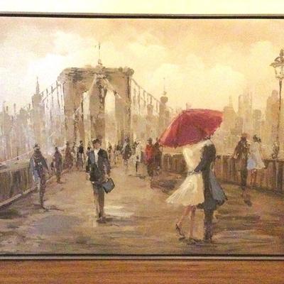 Reproduction Red Umbrella Couple or "French Street Red Umbrella" by David Alexander