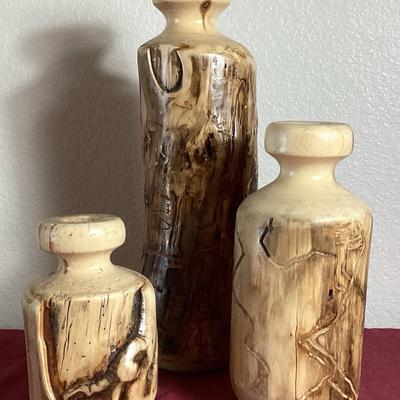 3 Aspen Wood Vases