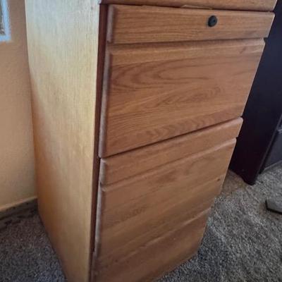 Wooden Three Drawer File Cabinet 