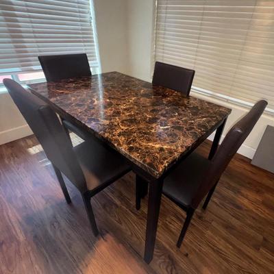 Faux Granite Table W/  Chairs 