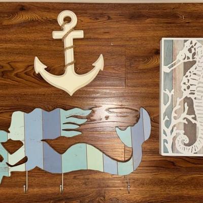Wooden Bathroom Decor (Mermaid, Anchor And Seahorse) 