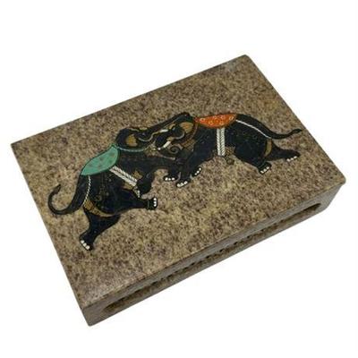 Lot 100-024  
Inlaid and Carved Stone Jewelry Box