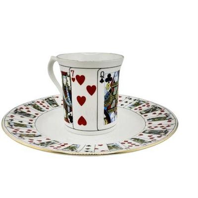 Lot 083   
Queen's, Playing Card Teacup and Saucer Service for Six (6)