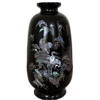 Lot 169   
Korean 1950s Mother of Pearl and Lacquered Vase Crane Design