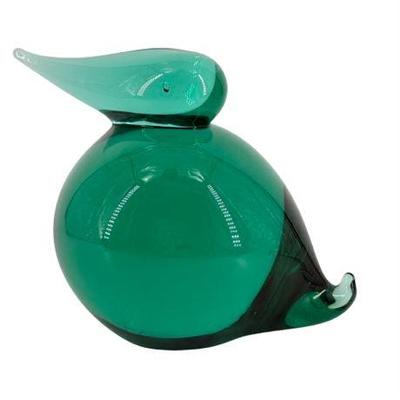 Lot 096   
Signed Art Glass Bird Sculpture, Emerald Green