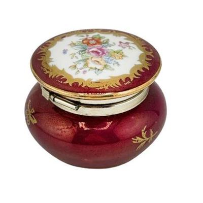 Lot 052   
Vintage KPM Floral Flower Porcelain Trinket Box With Lid