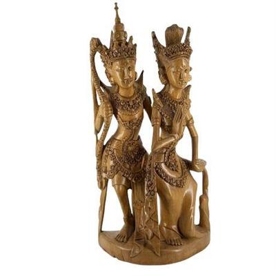 Lot 101-001
Balinese Rama and Sita Carved Wooden Statue