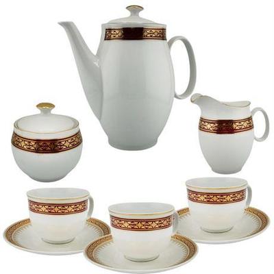 Lot 128   
Churchill Sampsonite Super Vitrified Gold Leaf Tea Service for Eight (8)
