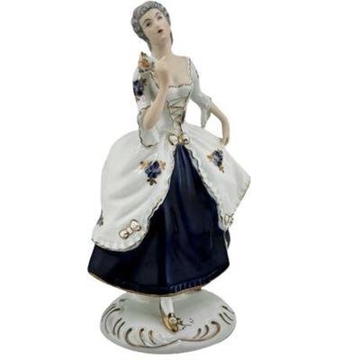 Lot 061  
Royal Dux #139 Elegant Lady Woman with Fan Royal Blue Figurine