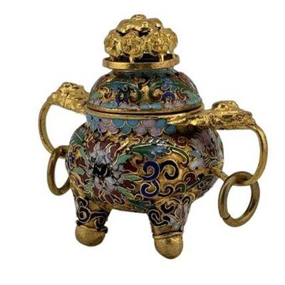 Lot 030  
Vintage Chinese Cloisonne Incense Burner
