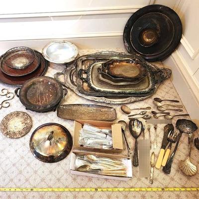 Huge Silver Plate And Other Metal Kitchenwares Lot!